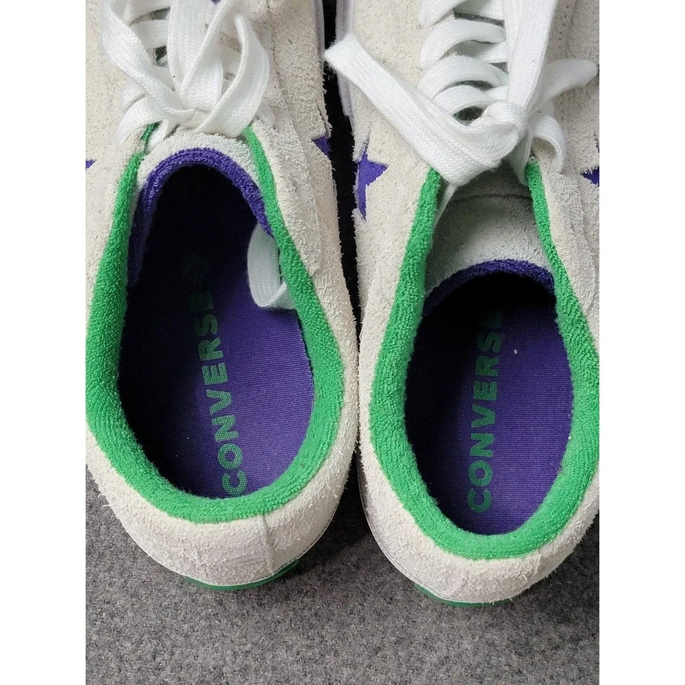 Converse One Star Low Suede Sneakers White Green Purple Men's 6 Women's‎ 8 - Picture 6 of 7